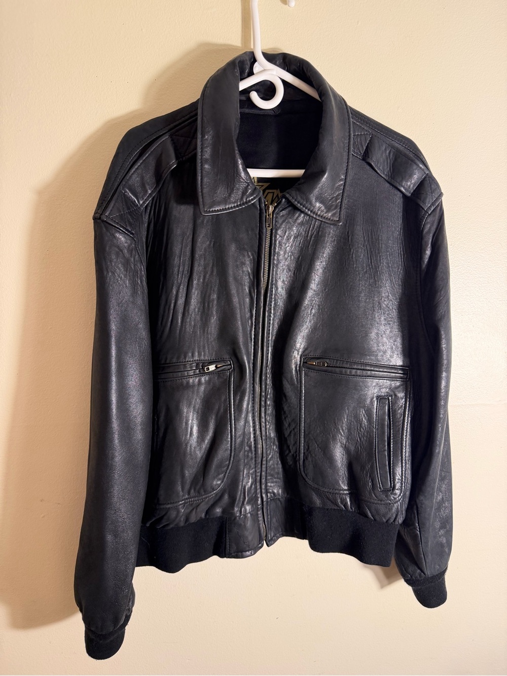 Vintage Union Made In The USA Black Buttery Soft Leather Bomber Jacket Sz L Men